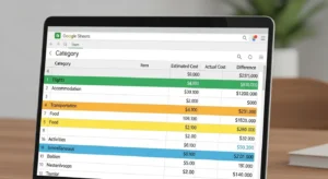 google sheets travel budget template