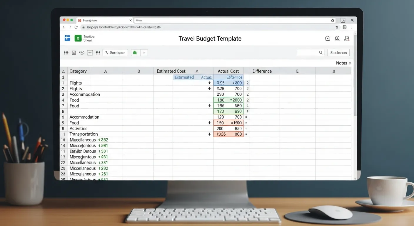 travel budget template google sheets
